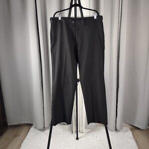 Haggar Stria Classic Fit Flat Front Hidden Expandable Waist  Black Slacks 38X30